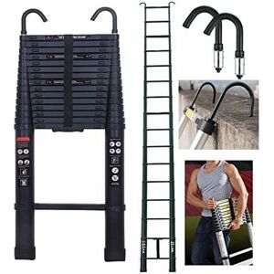 BRIEFNESS Ladder Step Ladder Loft Ladder Max Load 150KG Heavy Duty Telescopic Ladder with Roof Hook Black Portable Folding Design Extension Ladder for Indoor BRIEFNESS Ladder Step Ladder Loft Ladder Max Load 150KG Heavy Duty Telescopic Ladder with Roof Hook Black Portable Folding Design Extension Ladder for Indoor