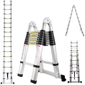 BRIEFNESS Ladders Telescoping Ladder 16.5 ft A-Frame Extension Ladder Rubber Feet mit Ladder Stabilizer Aluminum Multi-Purpose Lightweight Compact Ladders Step BRIEFNESS Ladders Telescoping Ladder 16.5 ft A-Frame Extension Ladder Rubber Feet mit Ladder Stabilizer Aluminum Multi-Purpose Lightweight Compact Ladders Step