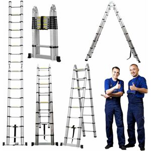 BRIEFNESS Ladders Telescoping Ladder 16.5 ft Dual Purpose Aluminum Telescopic Ladder with Ladder Stabilizer Adjustable Compact Step Climb Ladder for Household BRIEFNESS Ladders Telescoping Ladder 16.5 ft Dual Purpose Aluminum Telescopic Ladder with Ladder Stabilizer Adjustable Compact Step Climb Ladder for Household