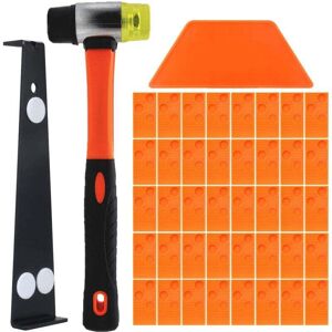 SNQ Laminate Flooring Installation Kit, Laminate Flooring Laying Kit with 40 Spacers, Tapping Block, Heavy-Duty Pull Bar and Fiberglass Mallet, Soft SNQ Laminate Flooring Installation Kit, Laminate Flooring Laying Kit with 40 Spacers, Tapping Block, Heavy-Duty Pull Bar and Fiberglass Mallet, Soft
