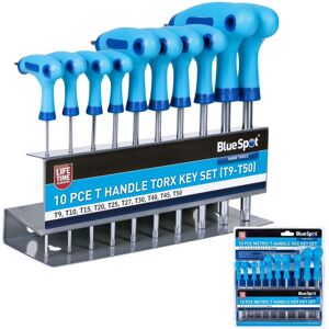 Blue Spot Tools - BlueSpot Long Star Torx Allen key Wrench Set T9 - T50 10 Pc t Handle Keys Blue Spot Tools - BlueSpot Long Star Torx Allen key Wrench Set T9 - T50 10 Pc t Handle Keys