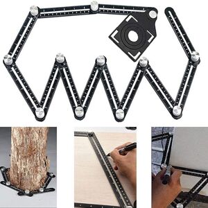 TEHTUY Multi-angle tile measuring ruler - black - Aluminum alloy angle stencil - 12 side tools - Suitable for woodworking, ceramic tiles TEHTUY Multi-angle tile measuring ruler - black - Aluminum alloy angle stencil - 12 side tools - Suitable for woodworking, ceramic tiles