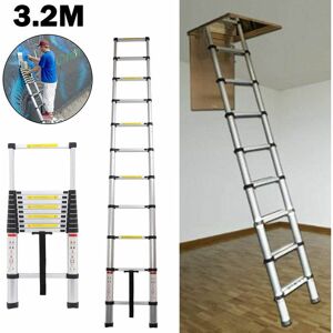 DAYPLUS Multi-Purposed 3.2M Telescopic Extension Stepladder Loft Home Workshop Ladder 11 Steps EN131 DAYPLUS Multi-Purposed 3.2M Telescopic Extension Stepladder Loft Home Workshop Ladder 11 Steps EN131