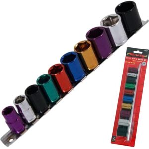 Neilsen - 10pc Multi Coloured Metric Shallow Socket 10mm ? 19mm 6pt Set 3/8' Drive Neilsen - 10pc Multi Coloured Metric Shallow Socket 10mm ? 19mm 6pt Set 3/8' Drive