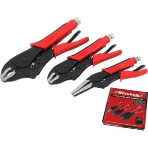 Neilsen 3pc Locking Mole Grip Vice Plier Set Long Nose Adjustable Wrench Pliers Neilsen 3pc Locking Mole Grip Vice Plier Set Long Nose Adjustable Wrench Pliers