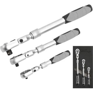 Neilsen 3pc Telescopic Flexible Socket Ratchet Handle Set 1/4" 3/8" 1/2" Set Neilsen 3pc Telescopic Flexible Socket Ratchet Handle Set 1/4" 3/8" 1/2" Set