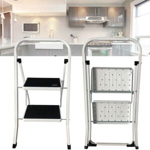 Briefness - 2 Step Ladder Heavy Duty Steel, Mini Small And Compact Folding Steps 2 Large Steps With Safety Anti-Slip Mat Tread, 150 kg Capacity Briefness - 2 Step Ladder Heavy Duty Steel, Mini Small And Compact Folding Steps 2 Large Steps With Safety Anti-Slip Mat Tread, 150 kg Capacity