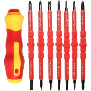Memkey - 7pcs Insulated Electrician Screwdriver Set, Solid Electromagnetic Insulated Screwdriver Set 500V Multifunctional 14 in 1 Chrome Vanadium Memkey - 7pcs Insulated Electrician Screwdriver Set, Solid Electromagnetic Insulated Screwdriver Set 500V Multifunctional 14 in 1 Chrome Vanadium