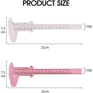 TORMATOR Pieces Plastic Caliper with Double Scale, Measuring Tools, Student Ruler, Mini Measuring Ruler (White, Pink) TORMATOR Pieces Plastic Caliper with Double Scale, Measuring Tools, Student Ruler, Mini Measuring Ruler (White, Pink)