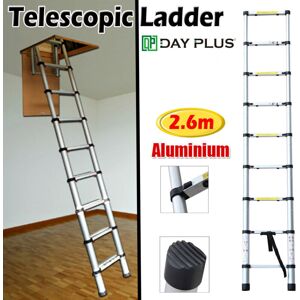 Dayplus - Portable Aluminum Telescopic Ladder Folding 9 Steps 2.6m 8.5ft Light Weight Dayplus - Portable Aluminum Telescopic Ladder Folding 9 Steps 2.6m 8.5ft Light Weight