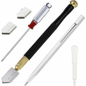 GOTRAYS Professional Alloy Glass Cutter with 3 Blades - Oil Drop and Screwdriver 2-20mm - for Glass Tile, Mirror, Precise Cuts, Thick Glass Mosaic GOTRAYS Professional Alloy Glass Cutter with 3 Blades - Oil Drop and Screwdriver 2-20mm - for Glass Tile, Mirror, Precise Cuts, Thick Glass Mosaic