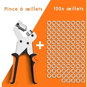 WOIYIC Professional eyelet punch - Minimal effort - Punch with 100 eyelets (10 mm inner diameter) WOIYIC Professional eyelet punch - Minimal effort - Punch with 100 eyelets (10 mm inner diameter)