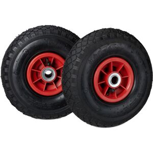 Relaxdays - 3.00-4 Hand Truck Spare Tyre Set of 2, Pneumatic, Up to 80 kg, Plastic Rims, 260x85 mm, Black/Red Relaxdays - 3.00-4 Hand Truck Spare Tyre Set of 2, Pneumatic, Up to 80 kg, Plastic Rims, 260x85 mm, Black/Red