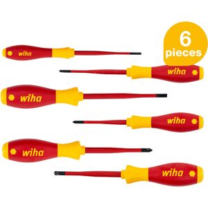 CHUANGO Wiha screwdriver set SoftFinish® electric slimFix (38362), 6 pcs., screwdriver set VDE for electricians, for low-lying screws, slotted/ Phillips/ CHUANGO Wiha screwdriver set SoftFinish® electric slimFix (38362), 6 pcs., screwdriver set VDE for electricians, for low-lying screws, slotted/ Phillips/