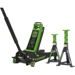 Sealey - 3040AGCOMBO1 Premier Trolley Jack 3 Tonne & Axle Stands (Pair) 3 Tonne per Stand Combo Sealey - 3040AGCOMBO1 Premier Trolley Jack 3 Tonne & Axle Stands (Pair) 3 Tonne per Stand Combo