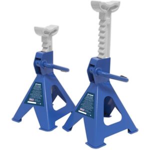 Sealey - VS2002BL Ratchet Type Axle Stands (Pair) 2 Tonne Capacity per Stand - Blue Sealey - VS2002BL Ratchet Type Axle Stands (Pair) 2 Tonne Capacity per Stand - Blue
