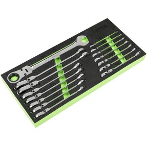 Sealey S01329 Flexi-Head Combination Ratchet Spanner Set 15pc Sealey S01329 Flexi-Head Combination Ratchet Spanner Set 15pc