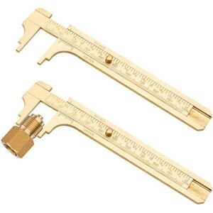 TORMATOR Set of 2 small, practical analog calipers - Mini sliding brass gauge - Dual scale - Pocket ruler - For jewelry making, woodworking - 100 mm TORMATOR Set of 2 small, practical analog calipers - Mini sliding brass gauge - Dual scale - Pocket ruler - For jewelry making, woodworking - 100 mm