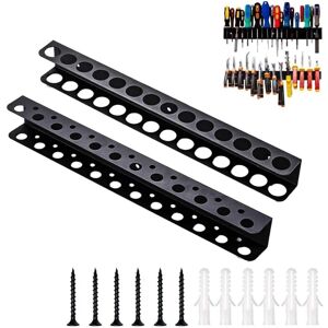 WOIYIC Set of 2 wall-mounted metal tool holders, with 14 and 23 holes, for pliers, screwdrivers, and other tools wall organizer for garage, workbench, and WOIYIC Set of 2 wall-mounted metal tool holders, with 14 and 23 holes, for pliers, screwdrivers, and other tools wall organizer for garage, workbench, and