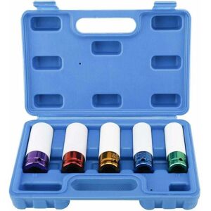 Soleil - 5 Piece Impact Socket Set for Extra Thin Wall Metric Drive Wheel Rims, Size 15, 17, 19, 21, 22mm Soleil - 5 Piece Impact Socket Set for Extra Thin Wall Metric Drive Wheel Rims, Size 15, 17, 19, 21, 22mm