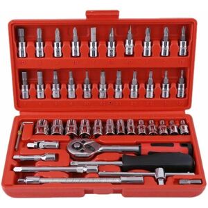 Linghhang - Socket Wrench Set, 46pcs 1/4' Drive Ratchet Wrench with Tool Box, 4-14mm Cr-V Socket Wrench, Screwdriver Bits, Extension Bars for Home Linghhang - Socket Wrench Set, 46pcs 1/4' Drive Ratchet Wrench with Tool Box, 4-14mm Cr-V Socket Wrench, Screwdriver Bits, Extension Bars for Home