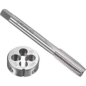 GOTRAYS sourcing map M8 x 1.25mm Metric Left Hand Thread Tap Set HSS Machine Thread Screw Tap with Alloy Tool Steel Round Thread Die GOTRAYS sourcing map M8 x 1.25mm Metric Left Hand Thread Tap Set HSS Machine Thread Screw Tap with Alloy Tool Steel Round Thread Die