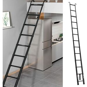 DAYPLUS Telescopic Ladder 5M 16.5FT with 2 Detachable Hook Aluminum Loft Ladder Wide Step Multi Purpose DAYPLUS Telescopic Ladder 5M 16.5FT with 2 Detachable Hook Aluminum Loft Ladder Wide Step Multi Purpose