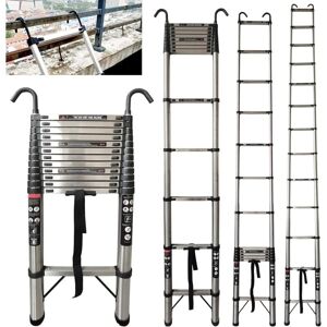 DAYPLUS Telescopic Ladder 5M Heavy Duty Multi-Purpose Step Ladders 12 Step Stainless Steel Telescoping Extension Ladder, Folding Extendable Ladders with DAYPLUS Telescopic Ladder 5M Heavy Duty Multi-Purpose Step Ladders 12 Step Stainless Steel Telescoping Extension Ladder, Folding Extendable Ladders with