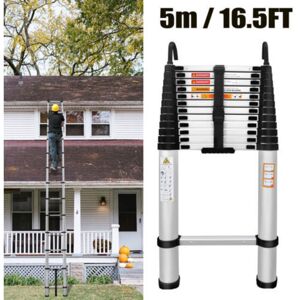 DAYPLUS Telescopic Ladder 5M with Safety Hook Aluminum Folding Ladder 13 Step Multi Purpose EN131 Safety DAYPLUS Telescopic Ladder 5M with Safety Hook Aluminum Folding Ladder 13 Step Multi Purpose EN131 Safety