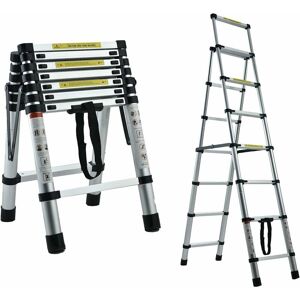 BRIEFNESS Telescopic Ladder a Frame Extension 6+7 Step Ladder Aluminium Lightweight Portable Multi Purpose Folding Ladder Adjustable Ladder with Hand Rails and BRIEFNESS Telescopic Ladder a Frame Extension 6+7 Step Ladder Aluminium Lightweight Portable Multi Purpose Folding Ladder Adjustable Ladder with Hand Rails and