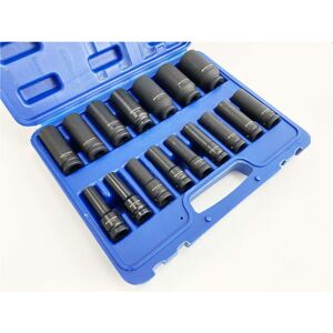 Toolzone - impact deep socket SET16PC 1/2'' drive metric long reach 10-32MM rail SS244 Toolzone - impact deep socket SET16PC 1/2'' drive metric long reach 10-32MM rail SS244
