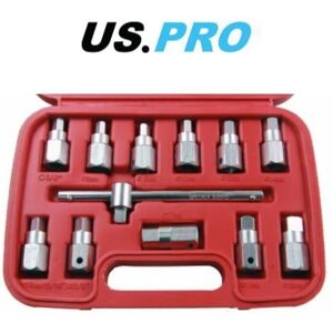 US PRO 12pc 3/8" Drain Plug Key Socket Set Axle Oil Sump Spanner Drive 3096 US PRO 12pc 3/8" Drain Plug Key Socket Set Axle Oil Sump Spanner Drive 3096