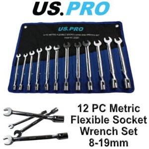 US PRO 12pc Flexi Head Socket - Open End Wrench Set 8-19mm US PRO 12pc Flexi Head Socket - Open End Wrench Set 8-19mm