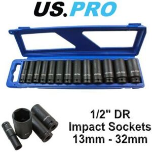 Us Pro - Deep Impact Sockets 13pc 1/2'' 6pt Metric 13mm - 32mm Long Reach 1397 Us Pro - Deep Impact Sockets 13pc 1/2'' 6pt Metric 13mm - 32mm Long Reach 1397