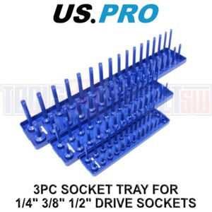 US PRO TOOLS Us Pro Socket Rail 3pc Metric 1/4"" 3/8"" 1/2"" Stand Tray Rack Storage Holder 2219 US PRO TOOLS Us Pro Socket Rail 3pc Metric 1/4"" 3/8"" 1/2"" Stand Tray Rack Storage Holder 2219