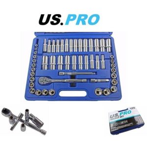 Us Pro - 50pc 3/8'' Socket Set Metric & af Imperial Shallow Deep Sockets 1370 New Us Pro - 50pc 3/8'' Socket Set Metric & af Imperial Shallow Deep Sockets 1370 New