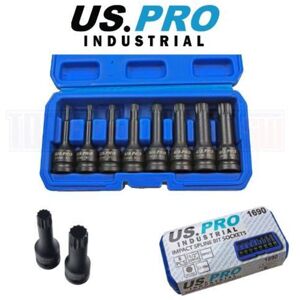 Us Pro by Bergen 8pc 1/2" Impact Spline Socket Bit Set M5-M18 Bits Cr-Mo 80mm Length 1401 Us Pro by Bergen 8pc 1/2" Impact Spline Socket Bit Set M5-M18 Bits Cr-Mo 80mm Length 1401