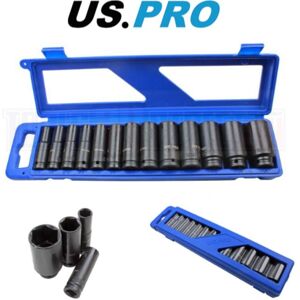 Us Pro - impact socket set 13PC 1/2'' drive sae af imperial deep long reach 3424 Us Pro - impact socket set 13PC 1/2'' drive sae af imperial deep long reach 3424