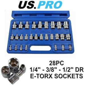 US PRO E-Torx Socket Set 28pc 1/4"" 3/8"" 1/2"" Star Sockets E4-E24 3254 US PRO E-Torx Socket Set 28pc 1/4"" 3/8"" 1/2"" Star Sockets E4-E24 3254