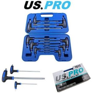 US PRO Hex Keys 9pc T Handle Hex Ball Set Allen Key 2mm - 10mm Ball End 1612 US PRO Hex Keys 9pc T Handle Hex Ball Set Allen Key 2mm - 10mm Ball End 1612