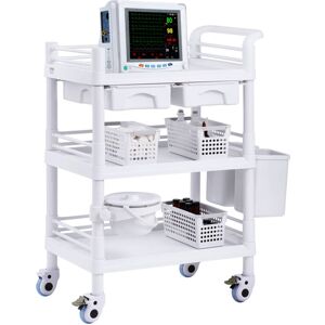 Vevor - 3 Tiers Lab Carts, Lab Utility Cart with 3 Trays & 4 Silent Wheels, Mobile Medical Cart with pp Material, Lab Rolling Cart with 3 Trash Cans Vevor - 3 Tiers Lab Carts, Lab Utility Cart with 3 Trays & 4 Silent Wheels, Mobile Medical Cart with pp Material, Lab Rolling Cart with 3 Trash Cans