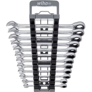Wiha - ring ratchet open-end spanner set 12 pcs. incl. holder i Ring ratchet wrench set 8 - 19 mm i Spanner set with ring ratchet (44665) Wiha - ring ratchet open-end spanner set 12 pcs. incl. holder i Ring ratchet wrench set 8 - 19 mm i Spanner set with ring ratchet (44665)