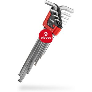 L-key set in ErgoStar holder (43851), Allen key hexagonal ball end MagicRing®, internal hexagon key 9 pcs. matt chrome-plated - Wiha L-key set in ErgoStar holder (43851), Allen key hexagonal ball end MagicRing®, internal hexagon key 9 pcs. matt chrome-plated - Wiha