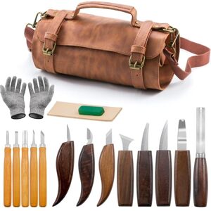 GOTRAYS Wood Carving Kit-17pcs, Wood Carving Tool Kit with Leather Case, Wood Carving Knife Set, diy Wood Carving Knife Kit for Beginners and Professionals GOTRAYS Wood Carving Kit-17pcs, Wood Carving Tool Kit with Leather Case, Wood Carving Knife Set, diy Wood Carving Knife Kit for Beginners and Professionals