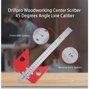 DEWDAT Woodworking Center Scriber 45 Degree Angle Line Gauge Ruler Woodworking Measure Scribe Tool DEWDAT Woodworking Center Scriber 45 Degree Angle Line Gauge Ruler Woodworking Measure Scribe Tool