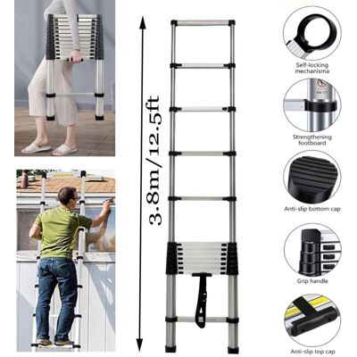 DAYPLUS 12.5ft Telescoping Compact Non-Slip Ladder Heavy Duty 330lbs Load for Roof Work DAYPLUS 12.5ft Telescoping Compact Non-Slip Ladder Heavy Duty 330lbs Load for Roof Work