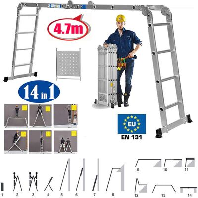 DAYPLUS 15.4Ft Ladder Multi Function ladders Aluminium 4.7m Heavy Duty 150KG EN131 sgs DAYPLUS 15.4Ft Ladder Multi Function ladders Aluminium 4.7m Heavy Duty 150KG EN131 sgs