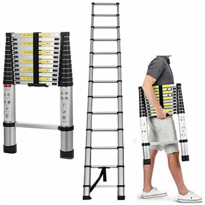 BRIEFNESS 16.4ft 5M Aluminum Extension Foldable Telescopic Ladder Telescoping Straight Ladder Extendable Capacity Max Load 150kg/330lb en 131 Light-Weight BRIEFNESS 16.4ft 5M Aluminum Extension Foldable Telescopic Ladder Telescoping Straight Ladder Extendable Capacity Max Load 150kg/330lb en 131 Light-Weight