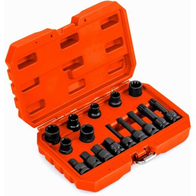 Costway - 16pcs Impact Brake Caliper Socket Set 1/2" Drive Wrench Brake Tool Kit-Orange Costway - 16pcs Impact Brake Caliper Socket Set 1/2" Drive Wrench Brake Tool Kit-Orange
