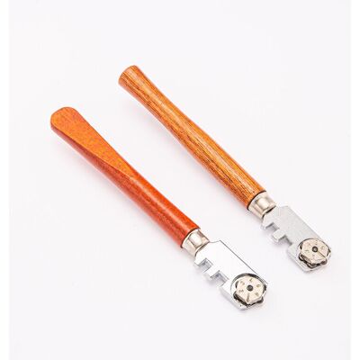 TORMATOR 2-pack Professional 6-Wheel Glass Cutter with Tungsten Carbide Cutting Wheels for 2-6mm Cuts on Glass, Mirrors, and Stained Glass, Adjustable Wooden TORMATOR 2-pack Professional 6-Wheel Glass Cutter with Tungsten Carbide Cutting Wheels for 2-6mm Cuts on Glass, Mirrors, and Stained Glass, Adjustable Wooden